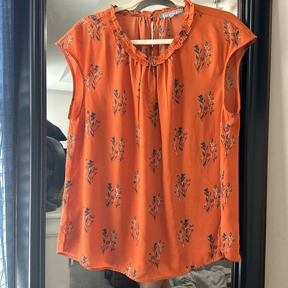 Daniel Rainn orange floral top XL - Picture 2 of 9